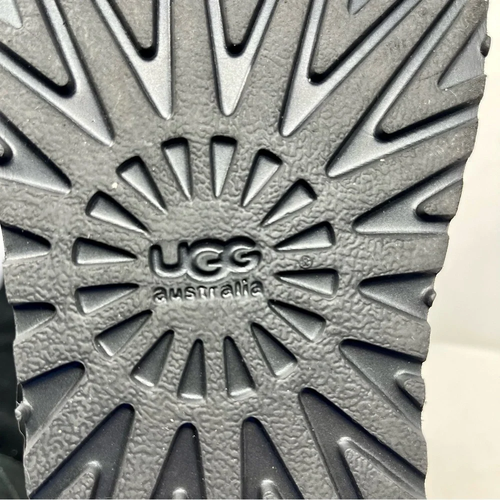 UGG Black Suede Zip Sunshine Tall Boots‎ Sz 6 Shearling Winter Snow Classic 90s